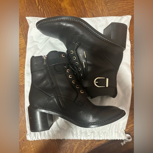 Joie: Raster Block-Heel Leather Combat Boots Size 8.5/39 - Picture 2 of 7